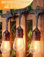 Svater Outdoor String Lights 150FT, E26 Socket, 48pcs S14 Shatterpoof Bulbs, 1 Watt Dimmable 2700K Warm White, IP65 Waterproof Commercial Grade Patio Lights（3 Pack X 50FT）