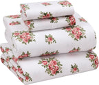 RUVANTI Flannel Sheets Full Size - 100% Cotton Double Brushed Bed Sheets Set, Deep Pockets 16 Inches, All Seasons Breathable & Extra Soft Full Sheets, Warm & Cozy, 4 Piece, Bali