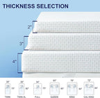 Subrtex 3 Inch Mattress Topper Cover (Only Cover) Mattress Topper Protector Bedding Rayon Made from Bamboo Removable Mattress Encasement with Zippers, King