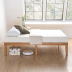 Mellow Naturalista Classic 16 Inch Solid Wood Platform Bed with Wooden Slats, Natural Pine, King