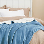 Bedsure GentleSoft Sherpa Fleece Throw Blanket Twin Size for Couch - Thick and Warm Throw for Women and Men, Soft Fuzzy Plush Twin Blanket for Winter, Washed Blue, 60x80 Inches