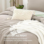 Litanika Oatmeal Comforter King Size, 3 Pieces Lightweight Solid Bedding Comforter Set, All Season Fluffy Bed Set