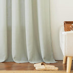RYB HOME Linen Blended Curtains for Dining Room Nursery, Semi Transparent Privacy Protection Airy Elegant Boho Semi Sheer Drapes for Glass Door, W 100 inch x L 108 inch, Sage Green, 1 Pc
