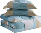 Geometric Comforter Set King Size with Sheets Bed in a Bag – Deep Pocket Fitted Sheet with Elastic Corners, Cozy Comforter, Pillowcases & Shams – Soft Microfiber All Season Bedding – Machine Washable