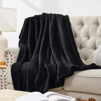 Walensee Sherpa Fleece Blanket (Queen Size 90”x90” Black) Plush Throw Fuzzy Super Soft Reversible Microfiber Flannel Blankets for Couch, Bed, Sofa Ultra Luxurious Warm and Cozy for All Seasons