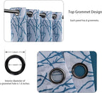 BONZER Mix and Match Curtains - 2 Pieces Branch Print Sheer Curtains and 2 Pieces Blackout Curtains for Bedroom Living Room Grommet Window Drapes, 54x108 Inch/Panel, Teal, Set of 4 Panels
