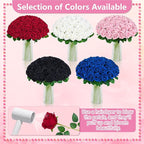 BLEUM CADE 50 Pcs Blue Roses Artificial Flowers, Real Touch Velvet Roses Fake Flowers Bulk, Artificial Roses Bouquet with Long Stems Bridal DIY Wedding Party Centerpiece Decorations
