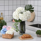 MARTINE MALL 3Pcs 21in Hydrangea Artificial Flowers, Latex Real Touch Hydrangeas Lifelike Large Hydrangea Flowers for Home Decor Party Arrangements Wedding Bouquets Centerpieces (White)