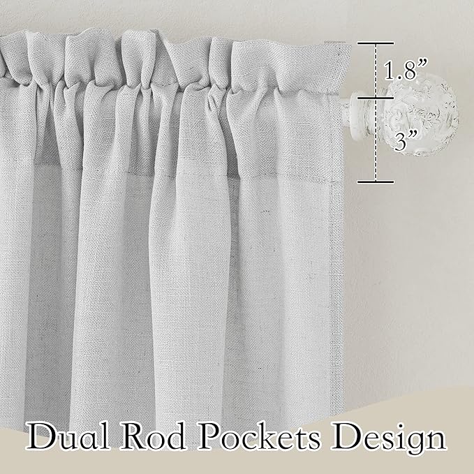 RYB HOME Semi Sheer Curtains 84 inches Long, Linen Texture Wave Fabric Privacy Sheer Window Curtains for Living Room Bedroom Dining, Dove Grey, Wide 52 x Long 84 inch per Panel, 2 Panels