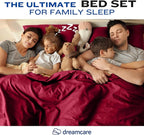 DREAMCARE Full Size Sheets – 4 pcs Cooling Sheets – up to 21” Deep Full Sheet Set – Hotel Luxury Sheets & Pillowcases – Superior Softness 100% Fine Microfiber with Side Pocket – Burgundy
