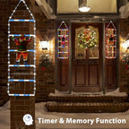 Toodour LED Christmas Light - 2.5FT Christmas Decorative Ladder Lights with Santa Claus, Xmas Decorations Light for Indoor Outdoor, Window, Garden, Home, Wall, Xmas Tree Decor - White & Blue