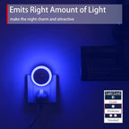 Blue LED Night Light, Plug in, Dusk to Dawn Smart Sensor, Small Round Nightlight, Energy Saving, Night light Plug into Wall for Bathroom, Kitchen, Bedroom, Hallway, Stairway, Travel, 2 Pack