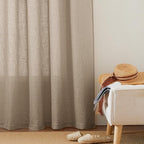 RYB HOME Extra Wide Semi Sheer Curtains, Grommet Easy Sliding Room Divider for Office Bedroom Separation, Large Window Curtains for Sliding Glass Door, Khaki, W 100 x L 95, 1 Pcs