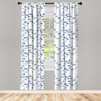Ambesonne Animal Window Curtains Pack of 2, Little Fishes Watercolors Ocean Underwater Life Marine Theme Art, Lightweight Set with Rod Pocket, 4 Panels of - 28" x 95", Blue