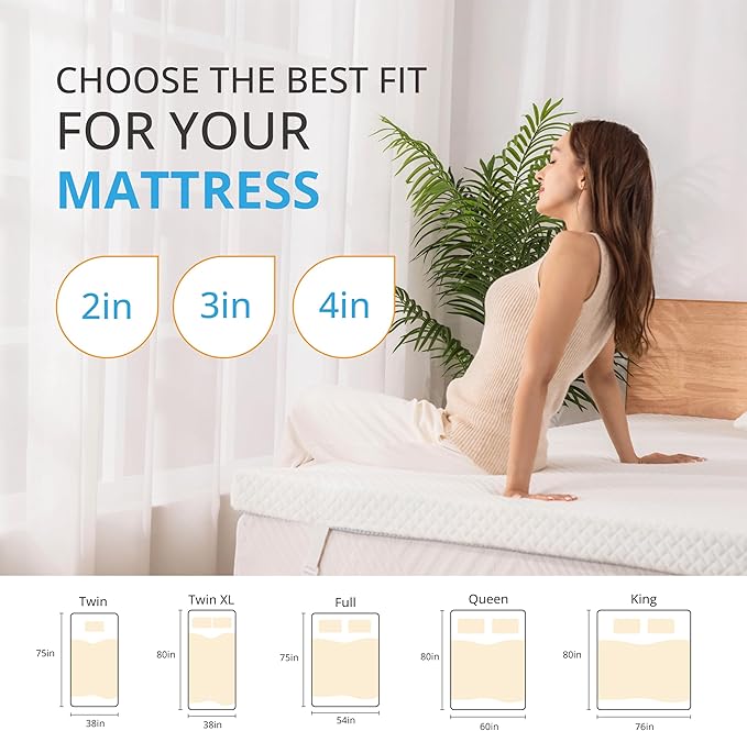 EGO Gel Memory Foam Mattress Topper, 4 Inch Twin with Removable Breathable Soft Cover, Cooling Bed Topper for Comfort Body Support & Pressure Relief, CertiPUR-US Certified