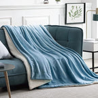 Walensee Sherpa Fleece Blanket (Twin Size 60”x80” Slate Blue) Plush Throw Fuzzy Super Soft Reversible Microfiber Flannel Blankets for Couch, Bed, Sofa Ultra Luxurious Warm and Cozy for All Seasons