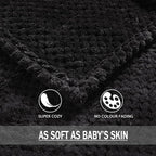 Exclusivo Mezcla Fleece Bed Blanket Queen Size, Super Soft and Warm Blankets for Couch, Sofa and Bed Waffle Textured, Cozy, Fuzzy and Lightweight (Black, 90x90 Inches)