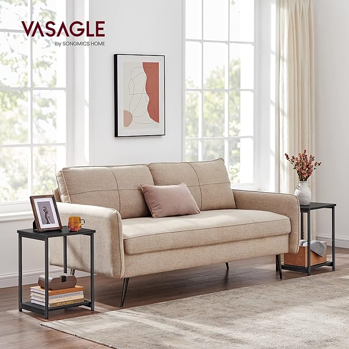 VASAGLE Side Tables Set of 2, Small End Table, Nightstand for Living Room, Bedroom, Office, Bathroom, Black ULET272B16