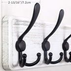 WEBI Coat Rack Wall Mount,Wood Coat Hooks Wall Mounted Coat Hanger,16" Hole to Hole,Wall Hook Rack Rail,5 Triple Hooks for Hanging Coats,Clothes,Jacket,Hats,Entryway,Black/White,2 Packs