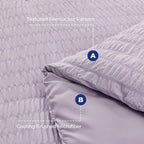 HYMOKEGE Lavender Full Size Comforter Sets Seersucker 7 Pieces, All Season Luxury Bed in a Bag for Bedroom, Bedding Set with Comforters, Sheets, Pillowcases & Shams