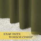 NICETOWN Room Darkening 66 inch Curtains for Bedroom, Grommet Thermal Insulated Room Darkening Window Treatments Voice Reducing for Kids Room, 2 Panels, W66 x L66, Olive