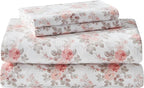 Laura Ashley - Flannel Sheets King Size, Anti-Pilling & Wrinkle Resistant Cotton, Touchably Soft for All-Season Comfort - Bed Sheets with Matching Pillowcases & Fitted Sheet (Lisalee Pink)