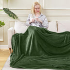 HOZY Soft Blanket Twin Size Fleece Warm Fuzzy Throw Blankets for The Bed Sofa Lightweight 350GSM Green 66"*90"