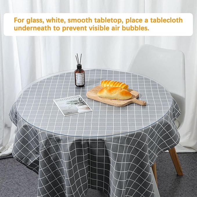 24 Inch 2ft Round Clear Table Protector Tablecloth Cover Desk Top Pad Mat for Glass Furniture Coffee Marble End Bed Sofa Side Bistro Bar Night Stand Cocktail Dining Room Table Thick Plastic PVC Vinyl