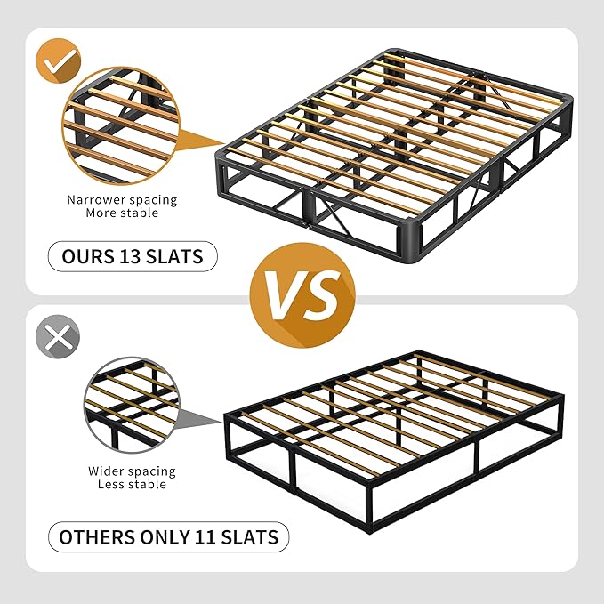 MAF Twin XL Box Spring and Cover Set, 10 Inch High Profile Metal BoxSpring 3500 lbs Black Heavy Duty Metal Mattress Foundation with Easy Clean Fabric Cover, Easy Assembly