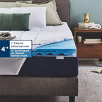 Sleep Innovations Dual Layer 4 Inch Memory Foam Mattress Topper, Twin Size, Ultra Soft Support, 3 Inch Cooling Gel Memory Foam Plus 1 Inch Fluffy Pillow Top Cover