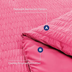 HYMOKEGE Hot Pink Twin Comforter Set Seersucker 5 Pieces, All Season Luxury Bed in a Bag for Bedroom, Bedding Set with Comforter, Sheets, Pillowcase & Sham