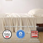 Bedsure Queen Sheet Set, Rayon Derived from Bamboo, Cooling Sheets, Breathable & Soft, Deep Pocket Up to 16", Hotel Luxury Silky Bedding for Hot Sleepers, Light Beige