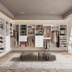 ROOMTEC 31.5" Double Hanging Closet Unit, Modular Closet System with Hanging Rod, Wardrobe Organizer for Bedroom or Walk-in Closet, Wall Mounted, Customizable Clothes Storage Unit, White