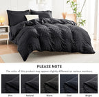 HYMOKEGE Black California King Comforter Set Seersucker 7 Pieces, All Season Luxury Bed in a Bag for Bedroom, Bedding Set with Comforters, Sheets, Pillowcases & Shams