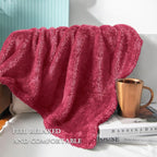 Exclusivo Mezcla Plush Fuzzy Fleece Bed Blanket Twin Size, Super Soft, Fluffy and Warm Blankets, Suitable for All Seasons (Deep Red, 90x66 Inches)
