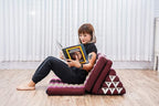Leewadee 3-Fold Mat XXL with Triangle Cushion – Firm TV Pillow, Foldable Mattress with Cushion Made of Kapok, 67 x 31 inches, Auburn Pink