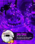 Fairy Lights Battery Operated, Twinkle String Lights Waterproof Silver Wire 5 Feet 60 Led Firecracker Starry Lights for DIY Wreath Home Party Bedroom Mason Jar Indoor Halloween Decoration, Purple