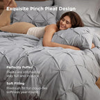 Bedsure Oversized Queen Comforter Set Grey - Bed in a Bag Bedding Set 7 Pieces, GentleSoft™ Pintuck Bed Set Gift for Family, Pinch Pleat All Season Comforter with Sheets, Pillowcases & Shams
