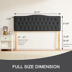 Tufted Upholstered Headboard Full Size, Sturdy and Durable Solid Wood Full XL headboard, Fabric Headboard Adjustable Height from 37” to 51”, Modern Button Diamond Design Head Board, Black