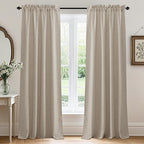 RYB HOME Natural Beige Linen Sheer Curtains 84 inches Long for Bedroom and Living Room, Back Tab/Rod Pocket, Light Filtering Sheer Curtains and Drapes, W 52 x L 84 inches, 2 Panels Set