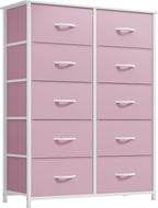 YITAHOME 10 Drawer Dresser - Fabric Storage Tower, Organizer Unit for Bedroom, Living Room, Hallway, Closets - Sturdy Steel Frame, Wooden Top & Easy Pull Fabric Bins, Pink