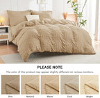 HYMOKEGE Khaki California King Comforter Set Seersucker 7 Pieces, All Season Luxury Bed in a Bag for Bedroom, Bedding Set with Comforter, Sheets, Pillowcases & Shams