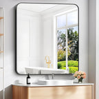 40" x 36"Bathroom Mirror, Matte Black Wall Mirror with Metal Frame, Decorative Rectangular Vanity Mirror for Bedroom Bathroom Living Room Entryway (Horizontal/Vertical)