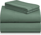 LuxClub 4 PC Queen Sheet Set, Breathable Luxury Bed Sheets, Deep Pockets Wrinkle Free Cooling Sheets Machine Washable Hotel Bedding Silky Soft - Tree Moss Green Queen