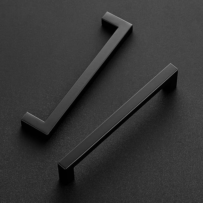 Ravinte 3 Pack 6-1/4 Inch Kitchen Square Cabinet Handles Matte Black Pulls Black Drawer Pulls Kitchen Cabinet Hardware Handles