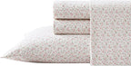 Laura Ashley - Flannel Sheets Full Size, Anti-Pilling & Wrinkle Resistant Cotton, Touchably Soft for All-Season Comfort - Bed Sheets with Matching Pillowcase & Fitted Sheet (Evie Pink)