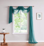 LinenZone Teal Window Scarf Valance in 144 Inch Size. Use Window Scarves as Canopy Bed or Backdrop Curtains, Curtain Scarf, or Sheer Fabric for Draping. (Amazing 55 x 144, Teal)