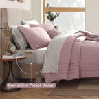 Monbix Full Comforter Set - 7 Pieces Bed in a Bag Full Size Bedding Sets with Comforters, All Seasons Down Alternative Comforter with Sheets,Pillowcases & Shams