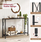 Tajsoon Console Table 41.8”, 2-Tier Industrial Entryway Table, Narrow Entrance Sofa Table with Shelves, Hallway, Living Room, Foyer, Corridor, Office, Rustic Brown and Black