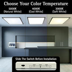 Ultralux 2x2 ft Surface Mount Ceiling Light Panel – Slim, Edge Lit, Flush Mount Flat Panel for Kitchen, Home & Office - TRIAC Dimmable, 3CCT Adjustable Color Temperature (Matte Black, 1 Pack)